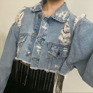 Carmar Festival Jean Jacket with Rhinestone Tassels